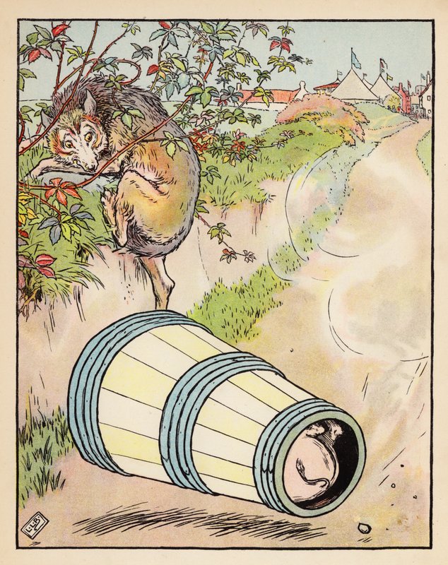 Ilustrace ke Třem prasátkům (barevná litografie) od Leonard Leslie Brooke