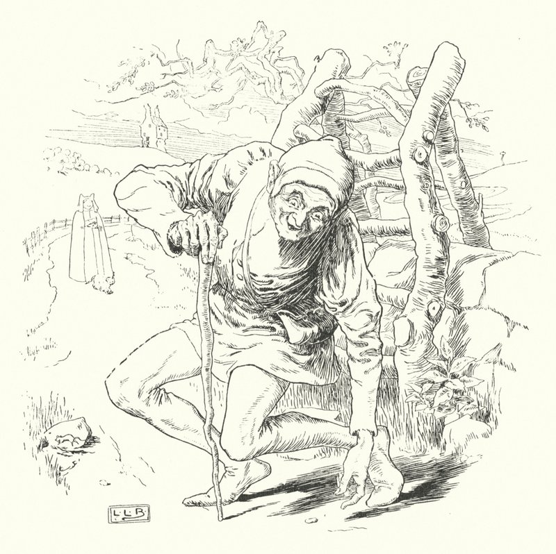 Byl tam křivý muž a šel křivou míli (rytina) od Leonard Leslie Brooke
