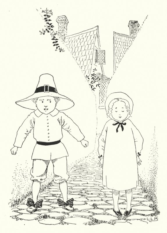 V uličce žil malý chlapec a malá dívka (rytina) od Leonard Leslie Brooke