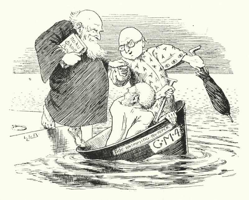 Tři mudrci z Gothamu šli na moře v misce (rytina) od Leonard Leslie Brooke