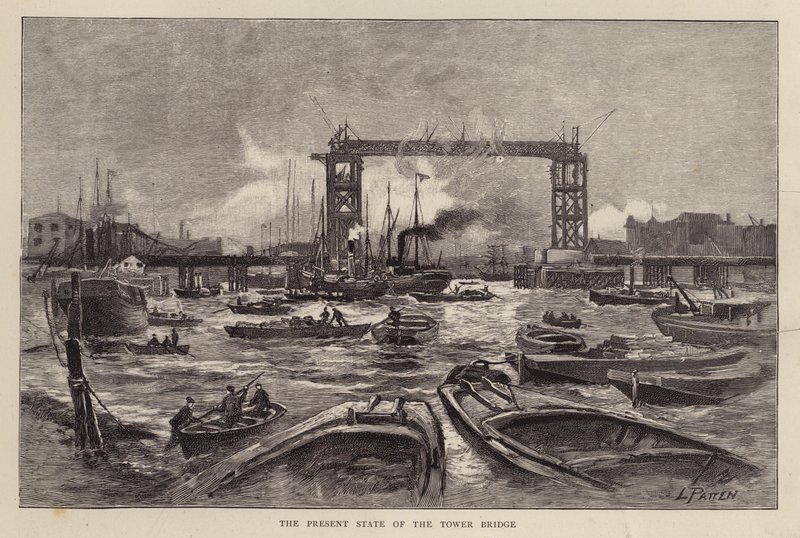 Tower Bridge ve výstavbě, Londýn od Leonard Patten