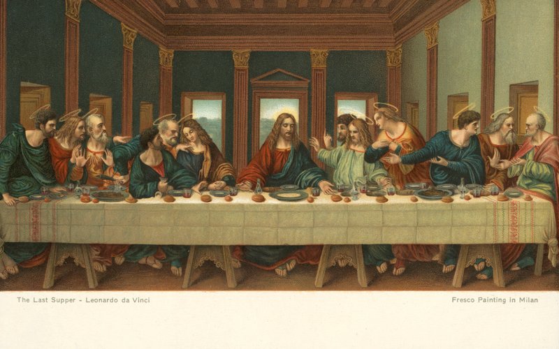 Poslední večeře (chromolit) od Leonardo da (after) Vinci