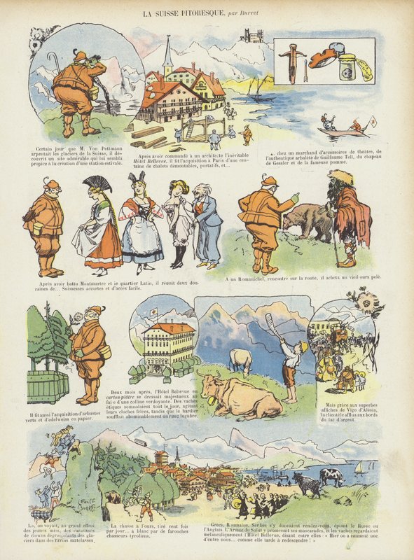 Malebné Švýcarsko. Ilustrace pro Le Rire od Leonce Burret