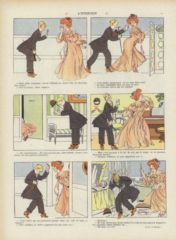 Rozhovor. Ilustrace pro Le Rire od Leonce Burret