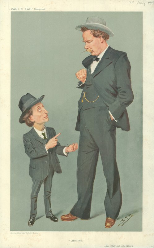 Ben Tillett a John Ward, Labour Men, 29. července 1909, karikatura Vanity Fair od Leslie Matthew Ward