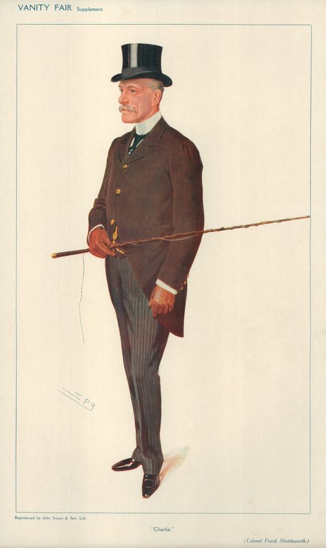 Plukovník Frank Shuttleworth, Charlie, 10. února 1909, karikatura Vanity Fair od Leslie Matthew Ward