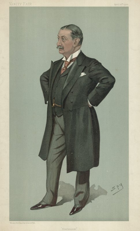 Dr Nathaniel Edward Yorke-Davis, dietetika, 12. dubna 1900, karikatura Vanity Fair od Leslie Matthew Ward