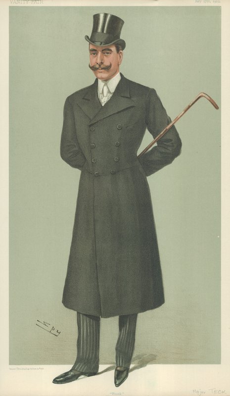 Jeho Výsost vévoda z Teku, Frank, 17. července 1902, karikatura Vanity Fair od Leslie Matthew Ward