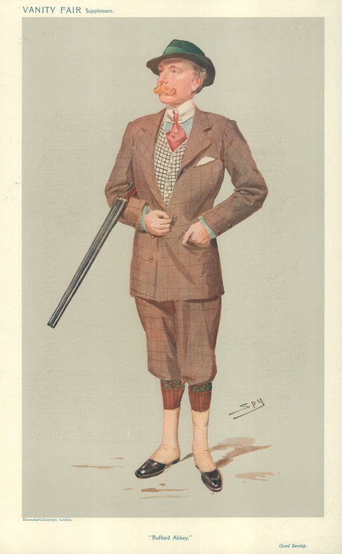 Lord John Savile, Rufford Abbey, 15. dubna 1908, karikatura Vanity Fair od Leslie Matthew Ward