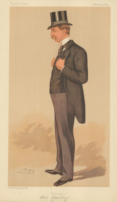 Lord Stanley MP, Westhoughton, 29. března 1894, karikatura Vanity Fair od Leslie Matthew Ward