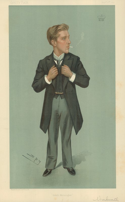 Lord Warkworth, South Kensington, 2. září 1897, karikatura Vanity Fair od Leslie Matthew Ward