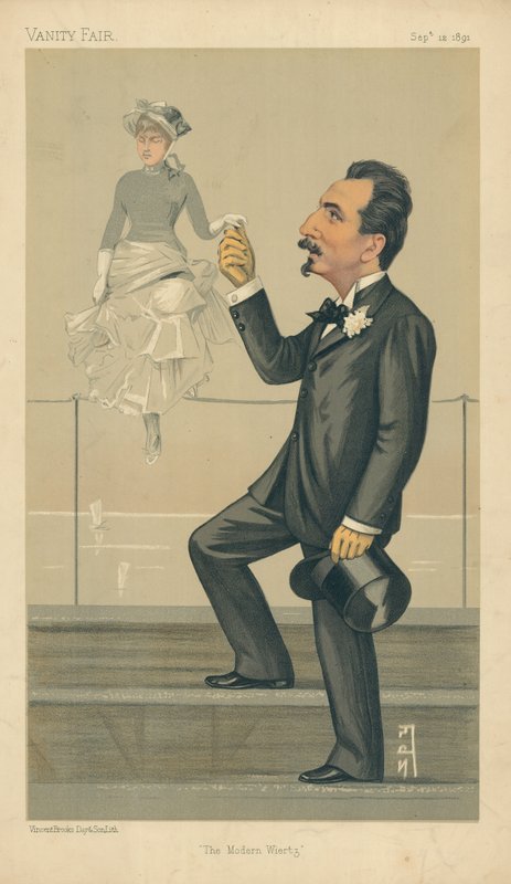 M Jan Van Beers, The Modern Wiertz, 12. září 1891, karikatura Vanity Fair od Leslie Matthew Ward