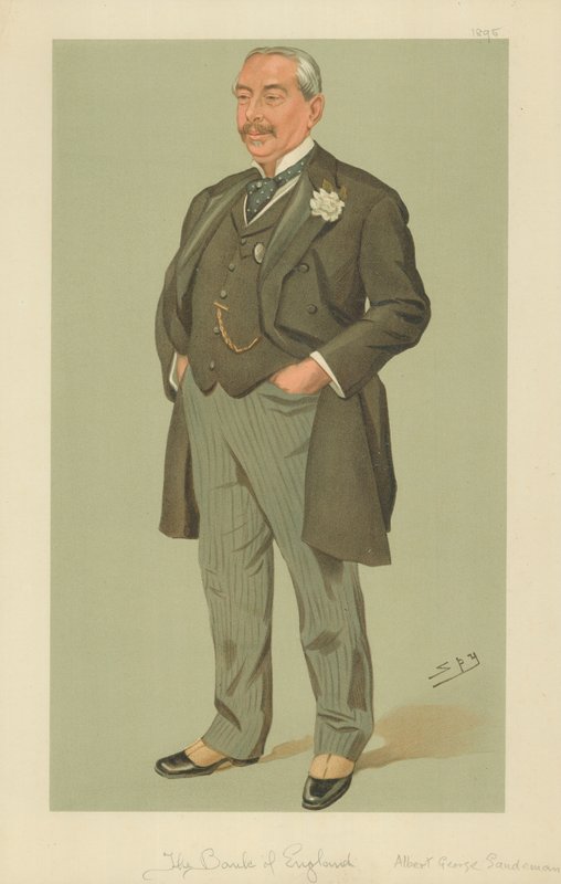 Pan Albert George Sandeman, The Bank of England, 12. září 1895, karikatura Vanity Fair od Leslie Matthew Ward