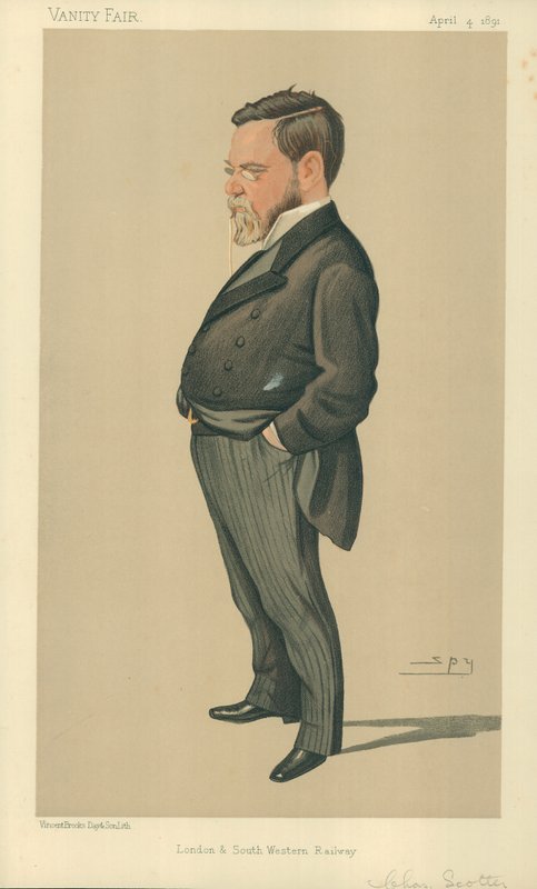 Pan Charles Scotter, London and South Western Railway, 4. dubna 1891, karikatura Vanity Fair od Leslie Matthew Ward