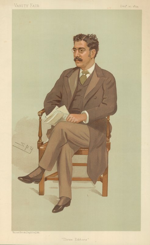 Pan Clement King Shorter, tři redaktoři, 10. prosince 1894, karikatura Vanity Fair od Leslie Matthew Ward