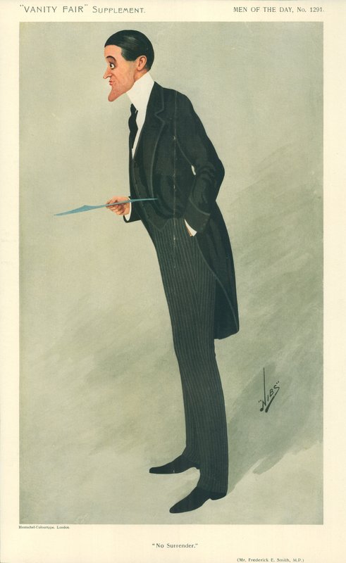 Pan Frederick E Smith, Bez kapitulace, 16. ledna 1907, karikatura Vanity Fair od Leslie Matthew Ward