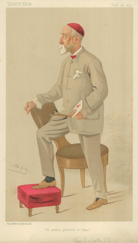 Pan George Frederick Watts, Maluje portréty a nápady, 26. prosince 1891, karikatura Vanity Fair od Leslie Matthew Ward