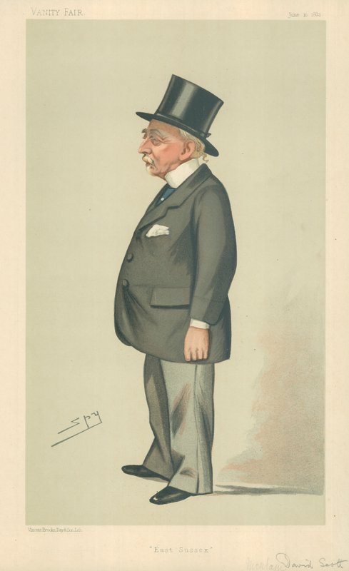 Pan Montagu David Scott, East Sussex, 10. června 1882, karikatura Vanity Fair od Leslie Matthew Ward