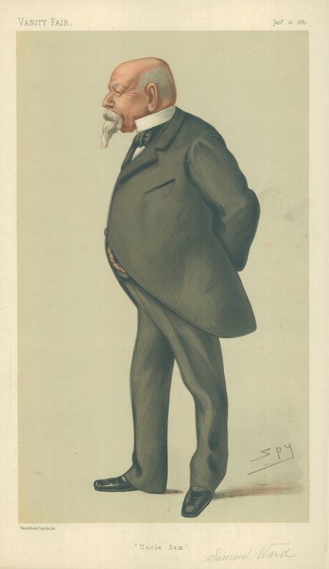 Pan Samuel Ward, strýček Sam, 10. ledna 1880, karikatura Vanity Fair od Leslie Matthew Ward