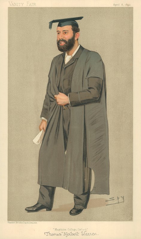Pan Thomas Herbert Warren, prezident Magdalen College Oxford, Magdalen College Oxford, 8. dubna 1893, karikatura Vanity Fair od Leslie Matthew Ward