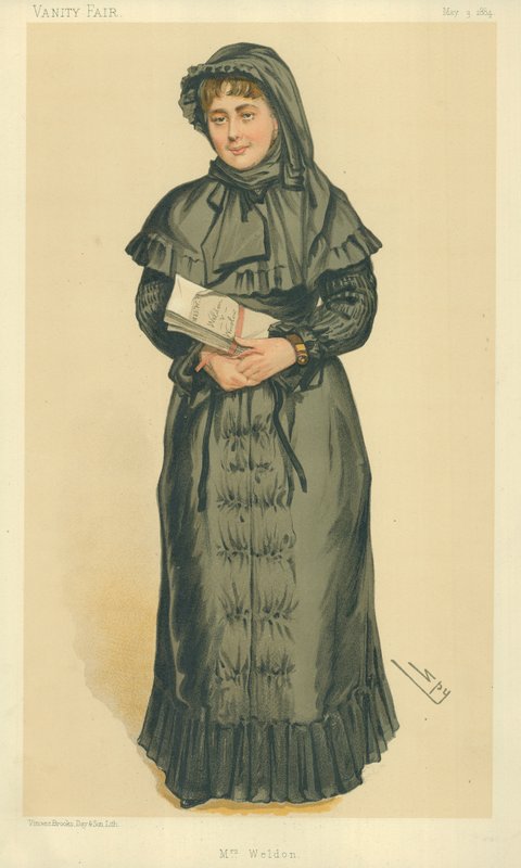 Paní Georgina Weldonová, paní Weldonová, 3. května 1884, karikatura Vanity Fair od Leslie Matthew Ward