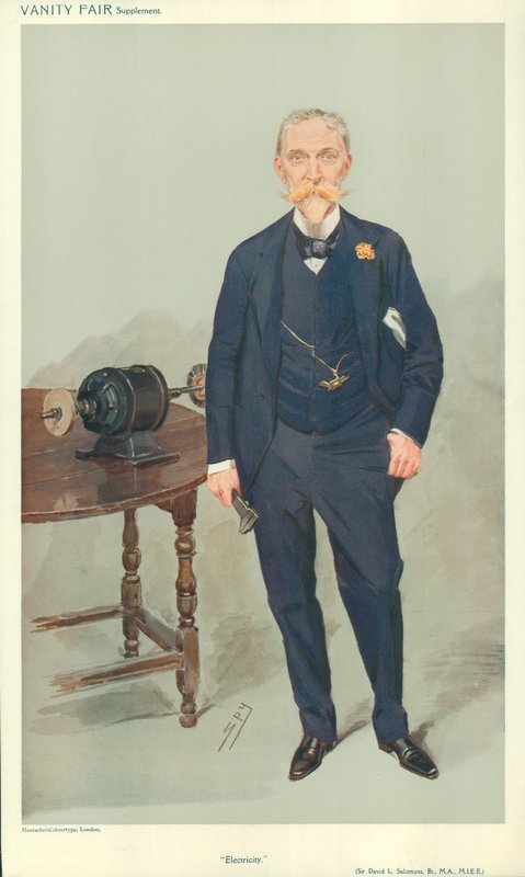 Sir David L Salomons, Elektřina, nd, karikatura Vanity Fair od Leslie Matthew Ward