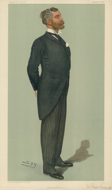 Sir Edgar Vincent, Eastern Finance, 20. dubna 1899, karikatura Vanity Fair od Leslie Matthew Ward