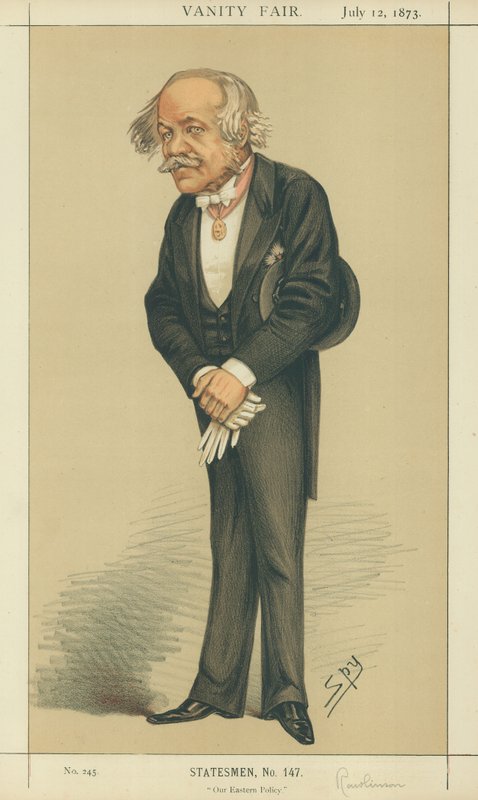Sir Henry Creswicke Rawlinson, Out Eastern Policy, 12. července 1873, Vanity Fair, karikatura od Leslie Matthew Ward
