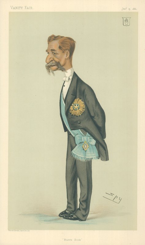 Sir Richard Temple, Bart, Burra Dick, 15. ledna 1881, karikatura Vanity Fair od Leslie Matthew Ward