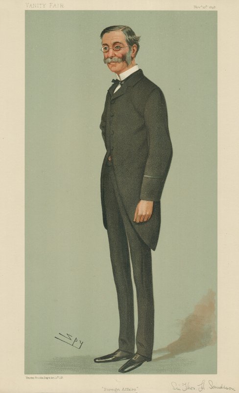 Sir Thomas Henry Sanderson, zahraniční věci, 10. listopadu 1898, karikatura Vanity Fair od Leslie Matthew Ward