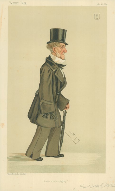 Sir Walter George Stirling, dva a osmdesát, 26. července 1884, karikatura Vanity Fair od Leslie Matthew Ward
