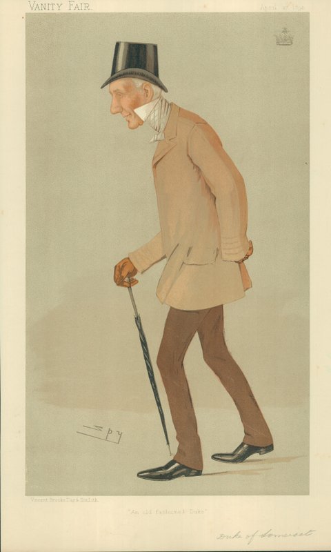 Vévoda ze Somersetu, staromódní vévoda, 27. dubna 1893, karikatura Vanity Fair od Leslie Matthew Ward