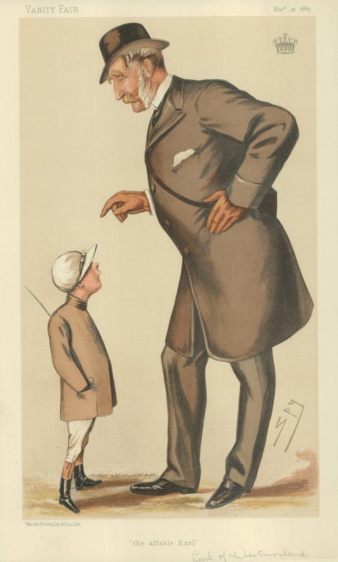 Hrabě z Westmorelandu, přívětivý hrabě, 10. listopadu 1883, karikatura Vanity Fair od Leslie Matthew Ward