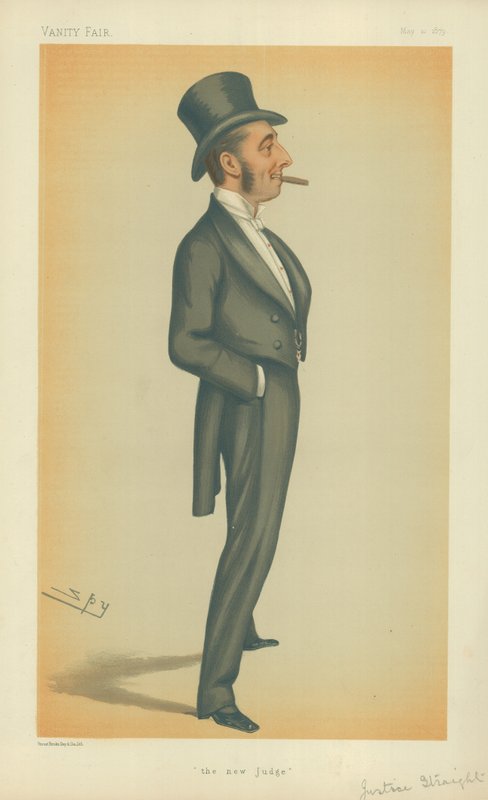 The Hon Mr Justice Straight, Nový soudce, 10. května 1879, karikatura Vanity Fair od Leslie Matthew Ward