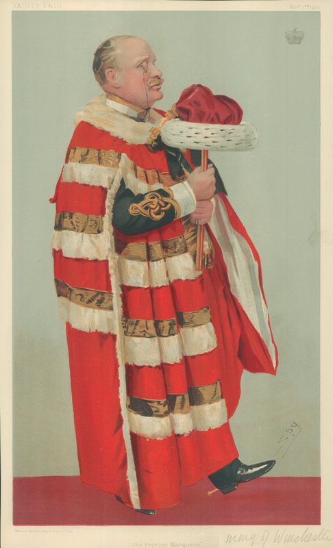 Markýz z Winchesteru, první markýz, 3. listopadu 1904, karikatura Vanity Fair od Leslie Matthew Ward
