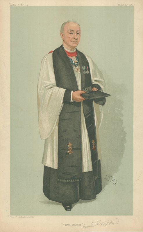 Páter Edgar Sheppard, velký ženáč, 24. března 1904, karikatura Vanity Fair od Leslie Matthew Ward