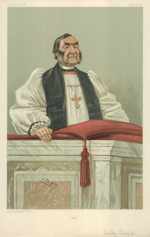 Rev Frederick Temple, arcibiskup z Canterbury, Just, 11. září 1902, karikatura Vanity Fair od Leslie Matthew Ward