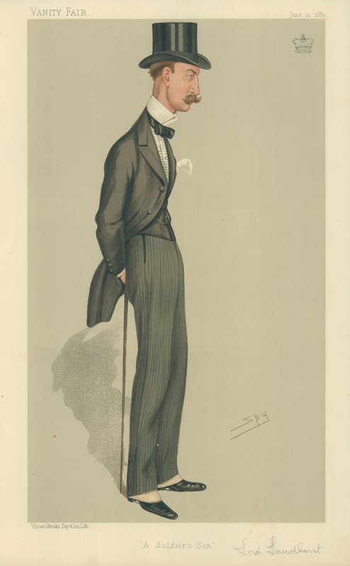The Right Hon Lord Sandhurst, syn vojáka, 22. června 1889, karikatura Vanity Fair od Leslie Matthew Ward