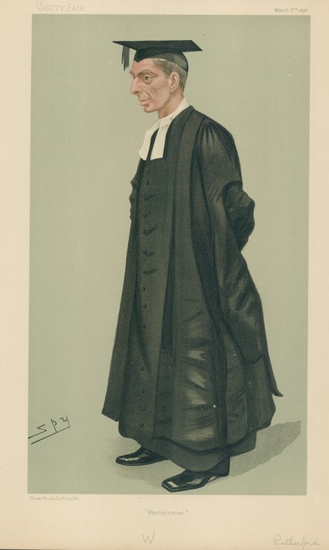 W. S. Rutherford, ředitel Westminster School, Westminster, 2. března 1889, karikatura Vanity Fair od Leslie Matthew Ward