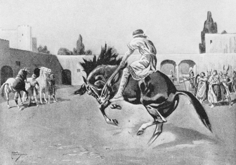 Basil I breaking a Wild Horse (litografie) od Leslie Mosley