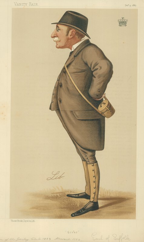 Hrabě ze Suffolku a Berkshire, Dover, 31. prosince 1887, karikatura Vanity Fair od Liborio Prosperi