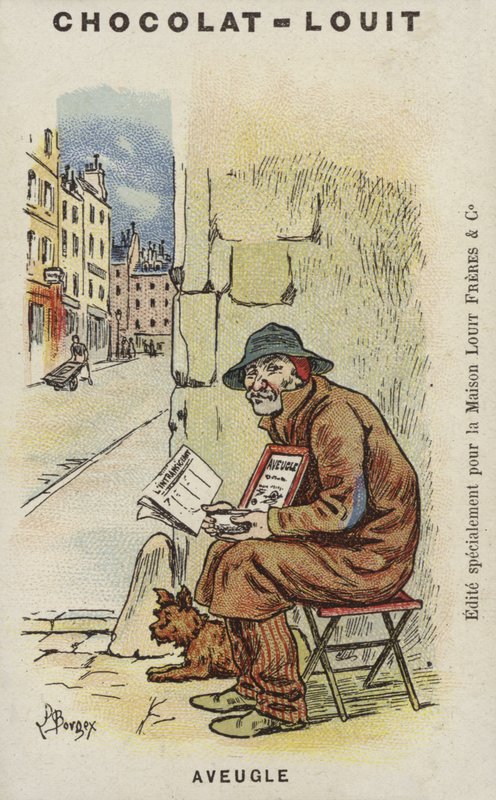 slepý (chromolitho) od Louis Borgex