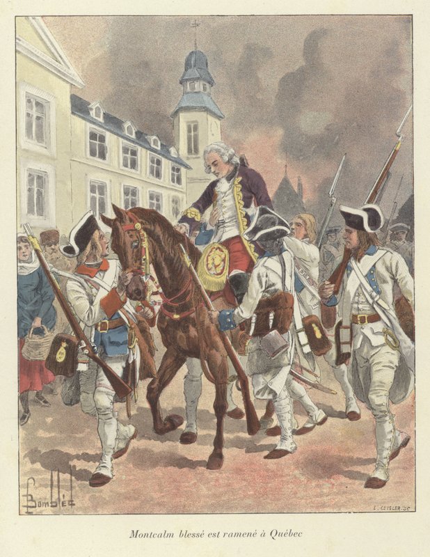 Zraněný generál Montcalm je přivezen zpět do Quebecu, 1759 od Louis Charles Bombled