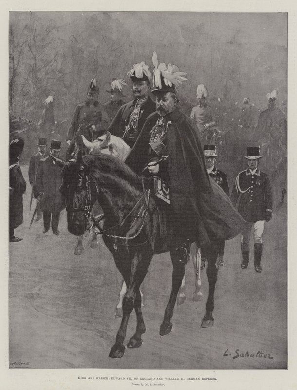 Král a císař, Edward VII anglický a William II, německý císař od Louis Remy Sabattier