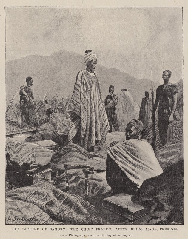 The Capture of Samory, náčelník se modlí poté, co byl uvězněn od Louis Remy Sabattier