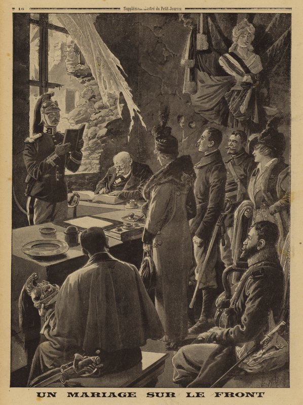 Manželství na frontě, Hauteville, Arras, Francie, první světová válka od Louis Charles (after) Bombled