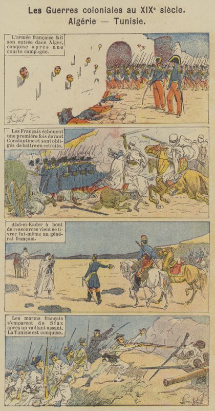 Koloniální války v 19. století, Alžírsko, Tunisko (barevné lito) od Louis Charles (after) Bombled