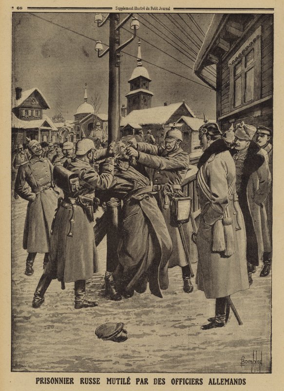 Ruský válečný zajatec zmrzačený německými důstojníky, první světová válka od Louis Charles (after) Bombled