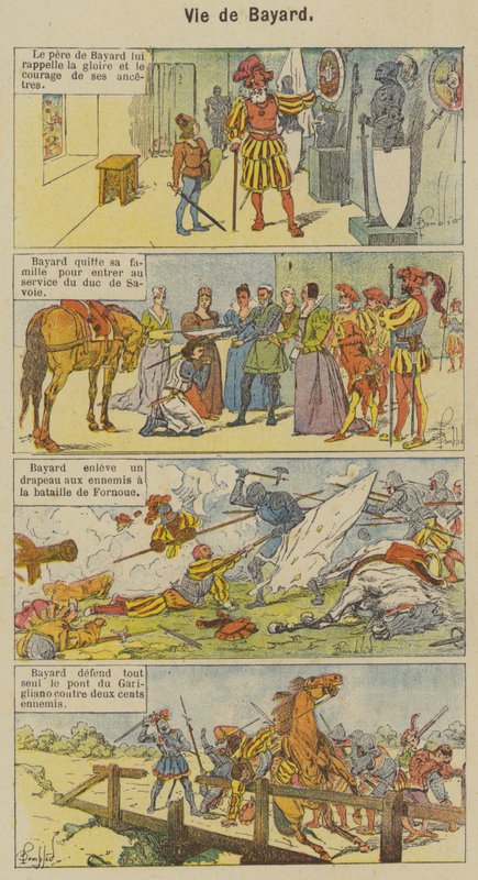 Vie de Bayard (barevné lito) od Louis Charles (after) Bombled