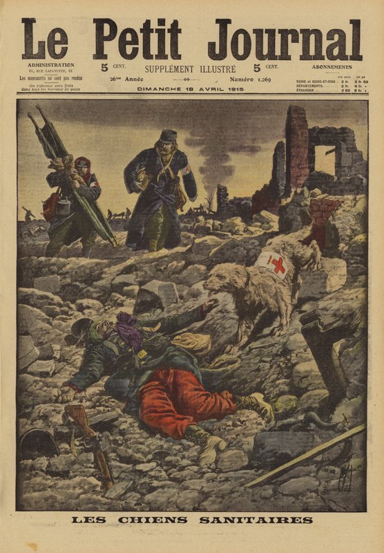 Použití záchranných psů k vyhledávání zraněných, Francie, první světová válka, 1915 od Louis Charles Bombled